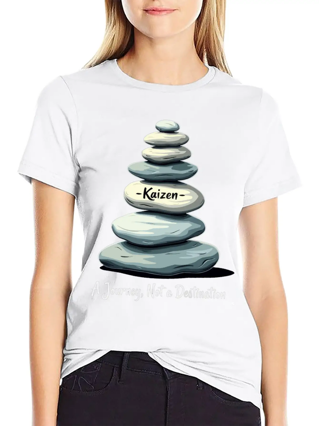 Kaizen: A Journey, Not A Unisex Short Sleeve Soft Cotton T-Shirt – Casual Everyday Wear