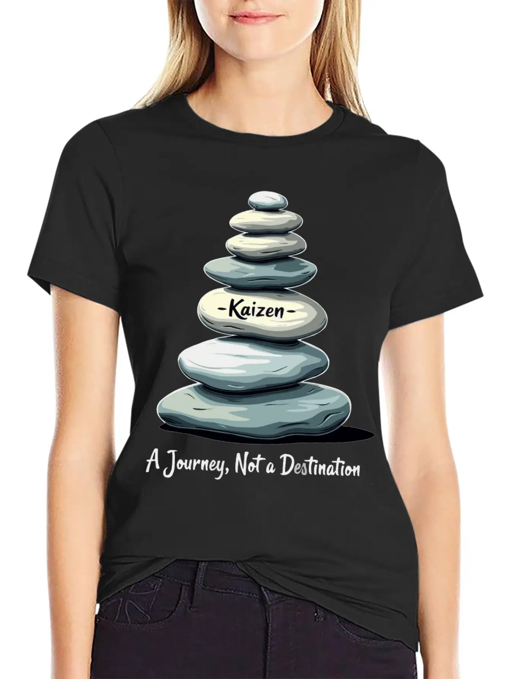 Kaizen: A Journey, Not A Unisex Short Sleeve Soft Cotton T-Shirt – Casual Everyday Wear
