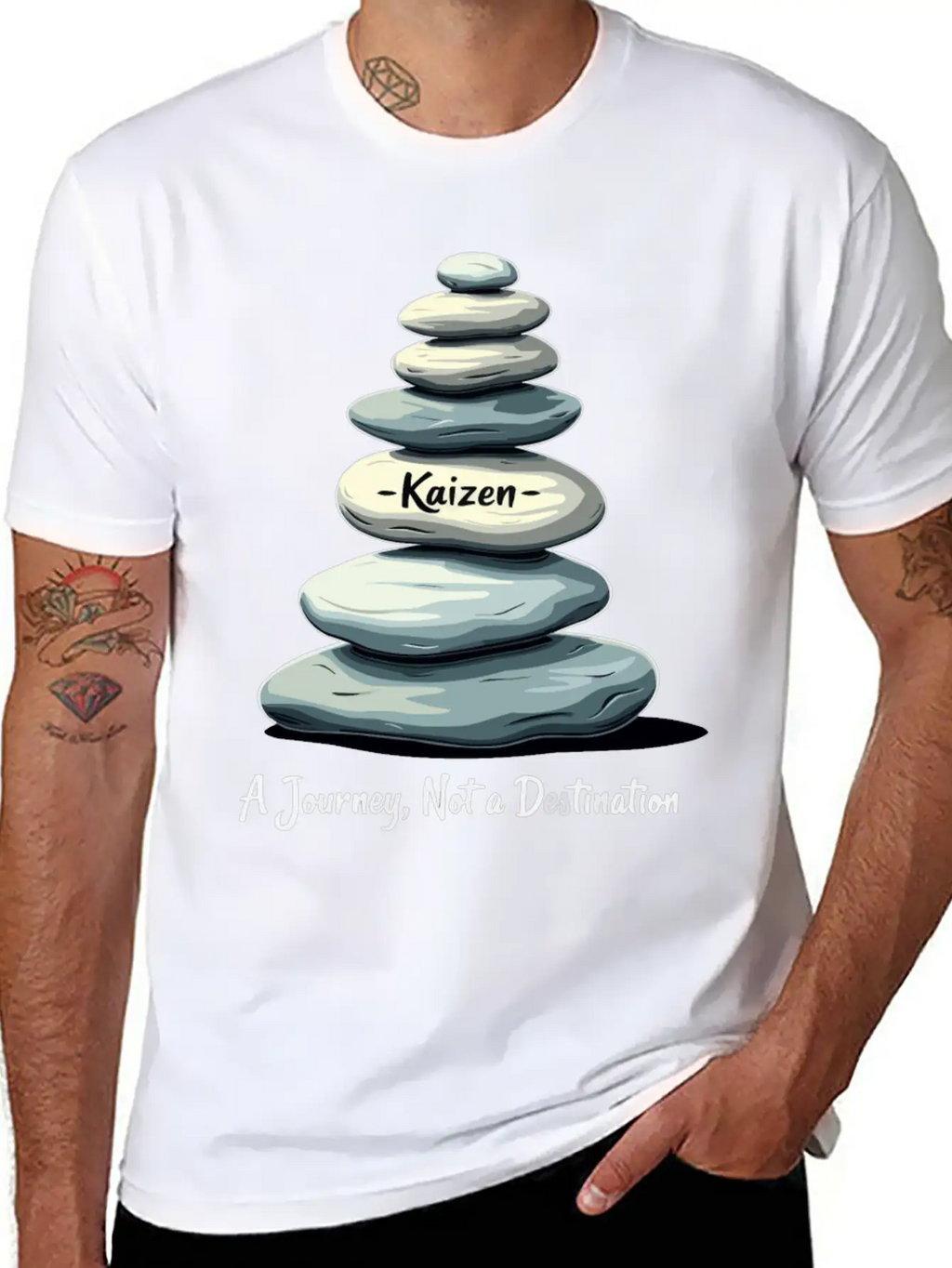 Kaizen: A Journey, Not A Unisex Short Sleeve Soft Cotton T-Shirt – Casual Everyday Wear
