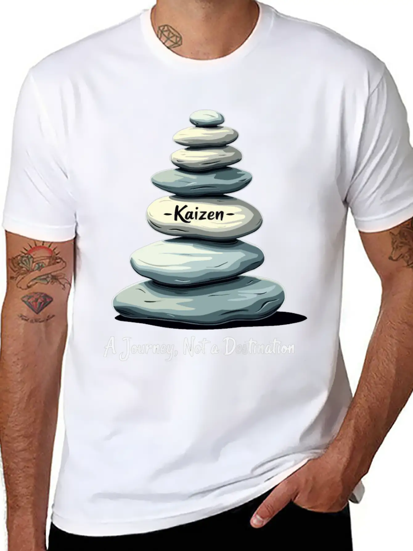 Kaizen: A Journey, Not A Unisex Short Sleeve Soft Cotton T-Shirt – Casual Everyday Wear
