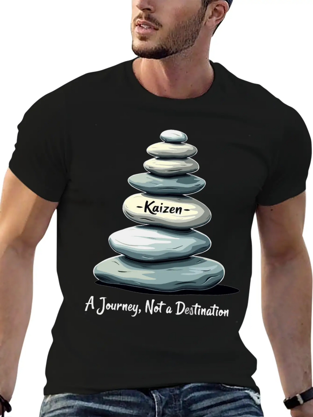 Kaizen: A Journey, Not A Unisex Short Sleeve Soft Cotton T-Shirt – Casual Everyday Wear