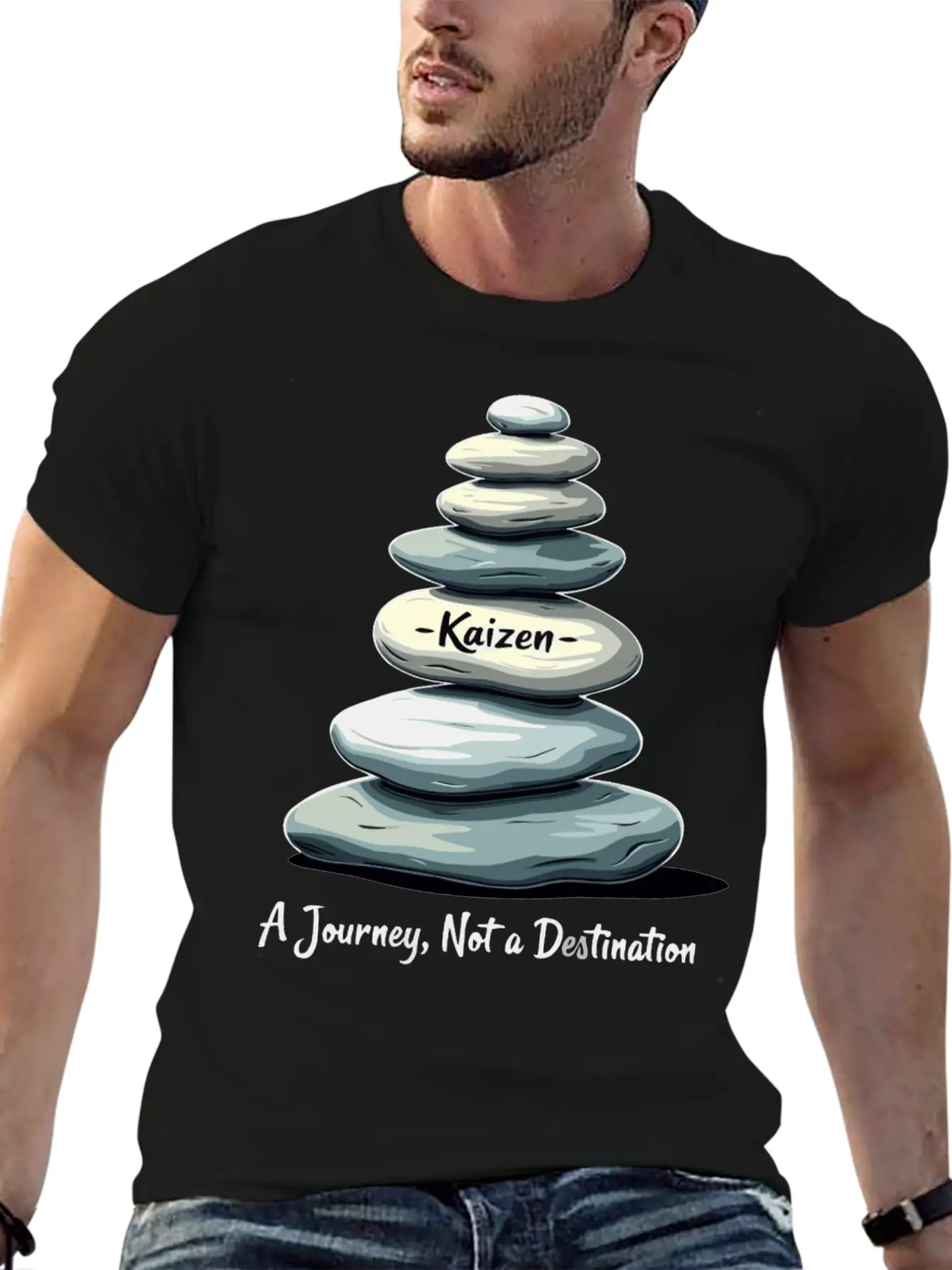 Kaizen: A Journey, Not A Unisex Short Sleeve Soft Cotton T-Shirt – Casual Everyday Wear