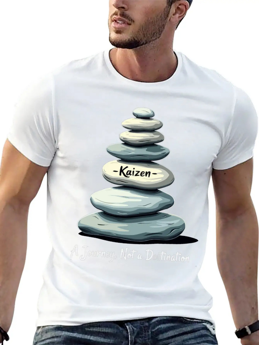 Kaizen: A Journey, Not A Unisex Short Sleeve Soft Cotton T-Shirt – Casual Everyday Wear