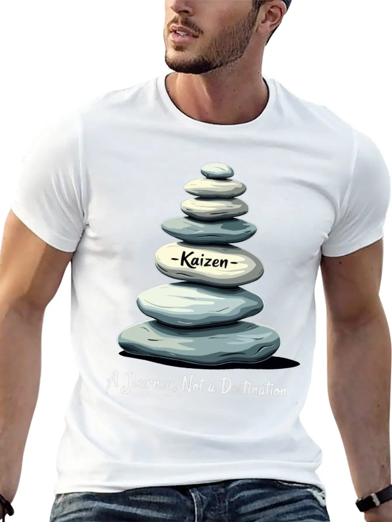 Kaizen: A Journey, Not A Unisex Short Sleeve Soft Cotton T-Shirt – Casual Everyday Wear