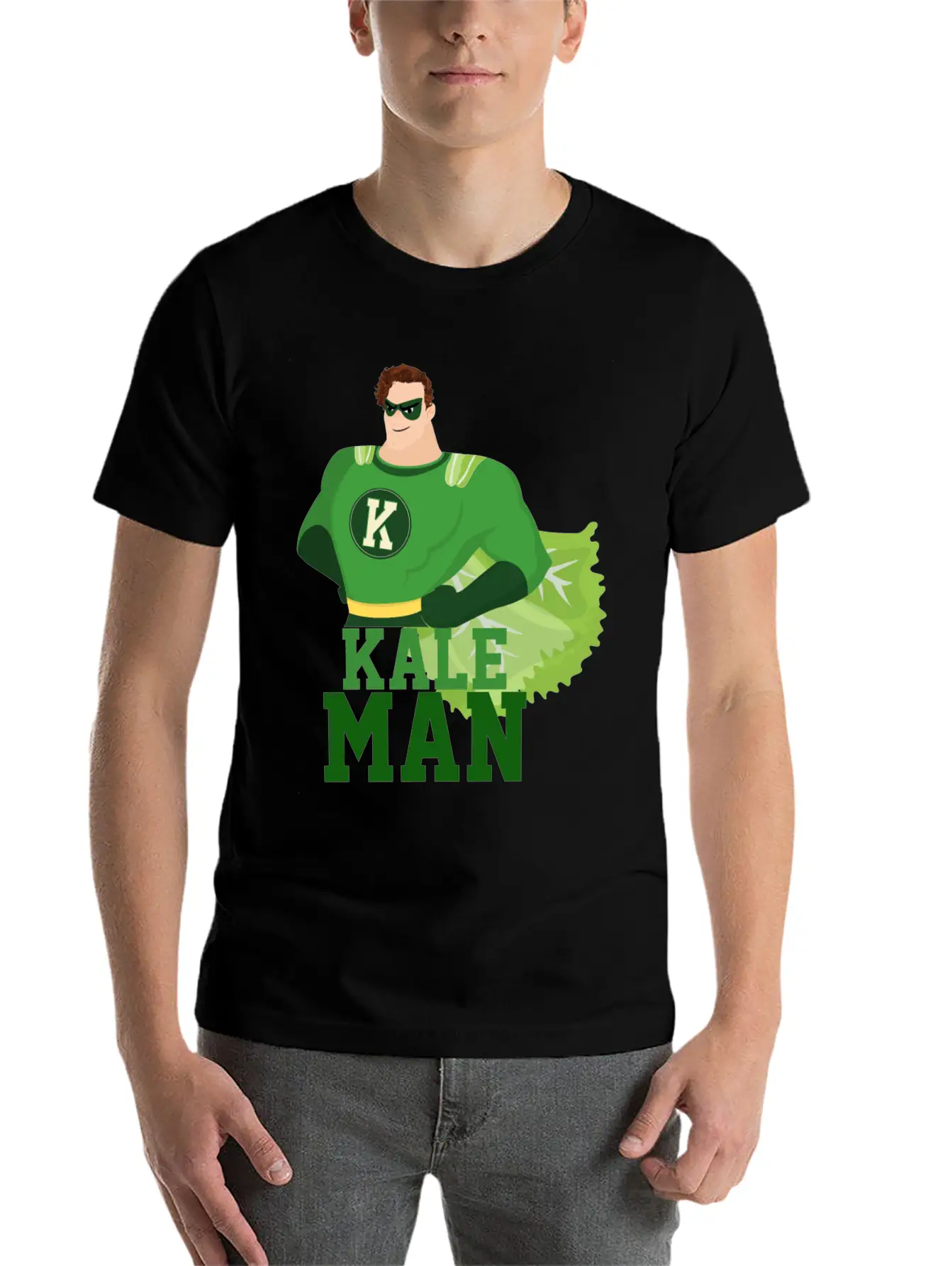 KaleMan Superhero Kale Art For Vegans On A Diet Dark Breathable Soft Cotton T-Shirt – Timeless Casual Look