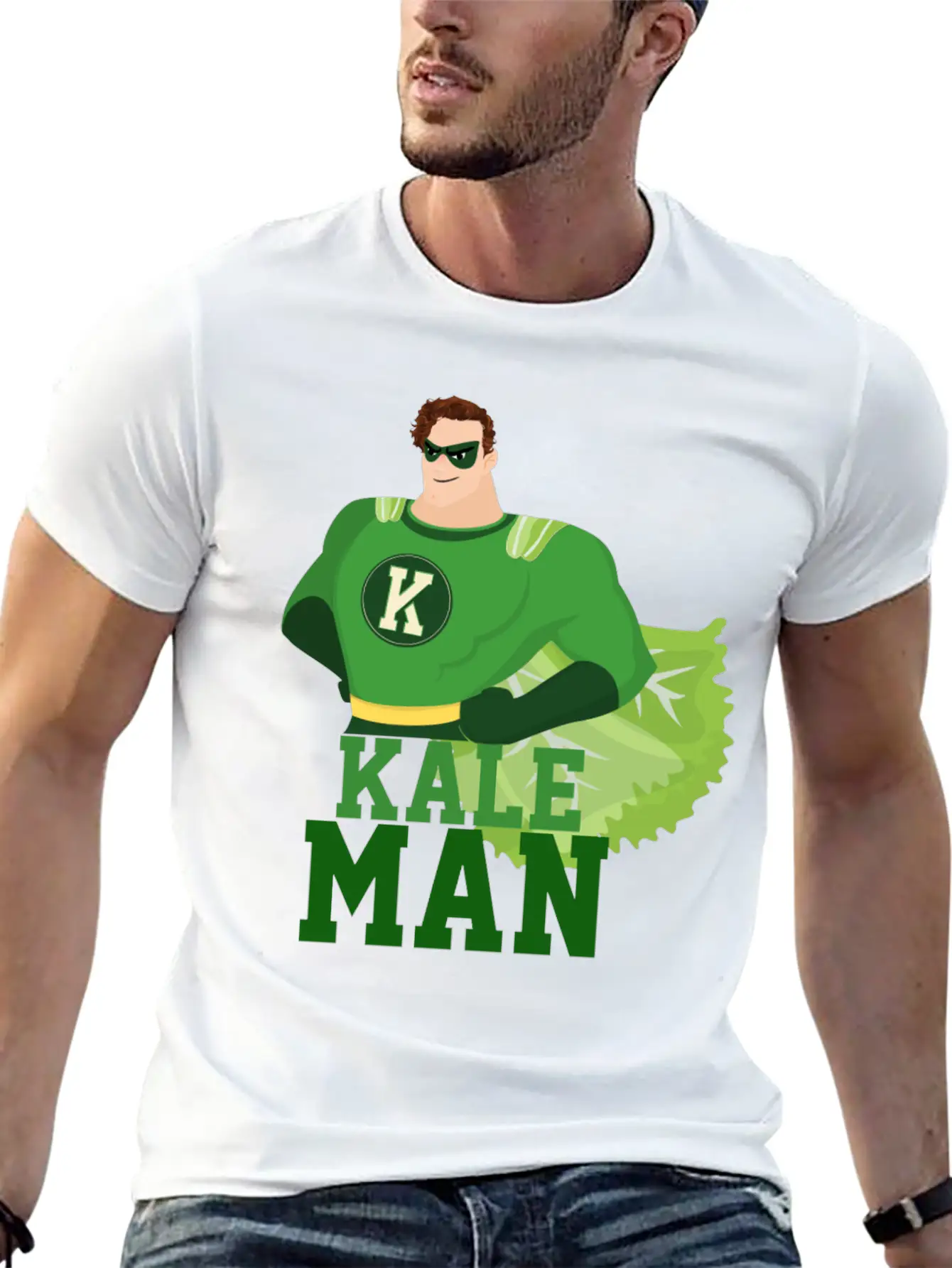 KaleMan Superhero Kale Art For Vegans On A Diet Dark Breathable Soft Cotton T-Shirt – Timeless Casual Look