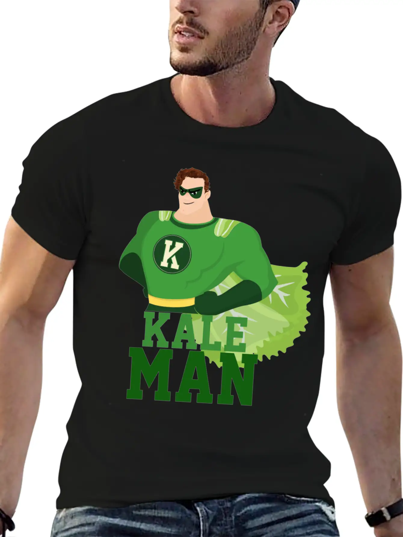 KaleMan Superhero Kale Art For Vegans On A Diet Dark Breathable Soft Cotton T-Shirt – Timeless Casual Look