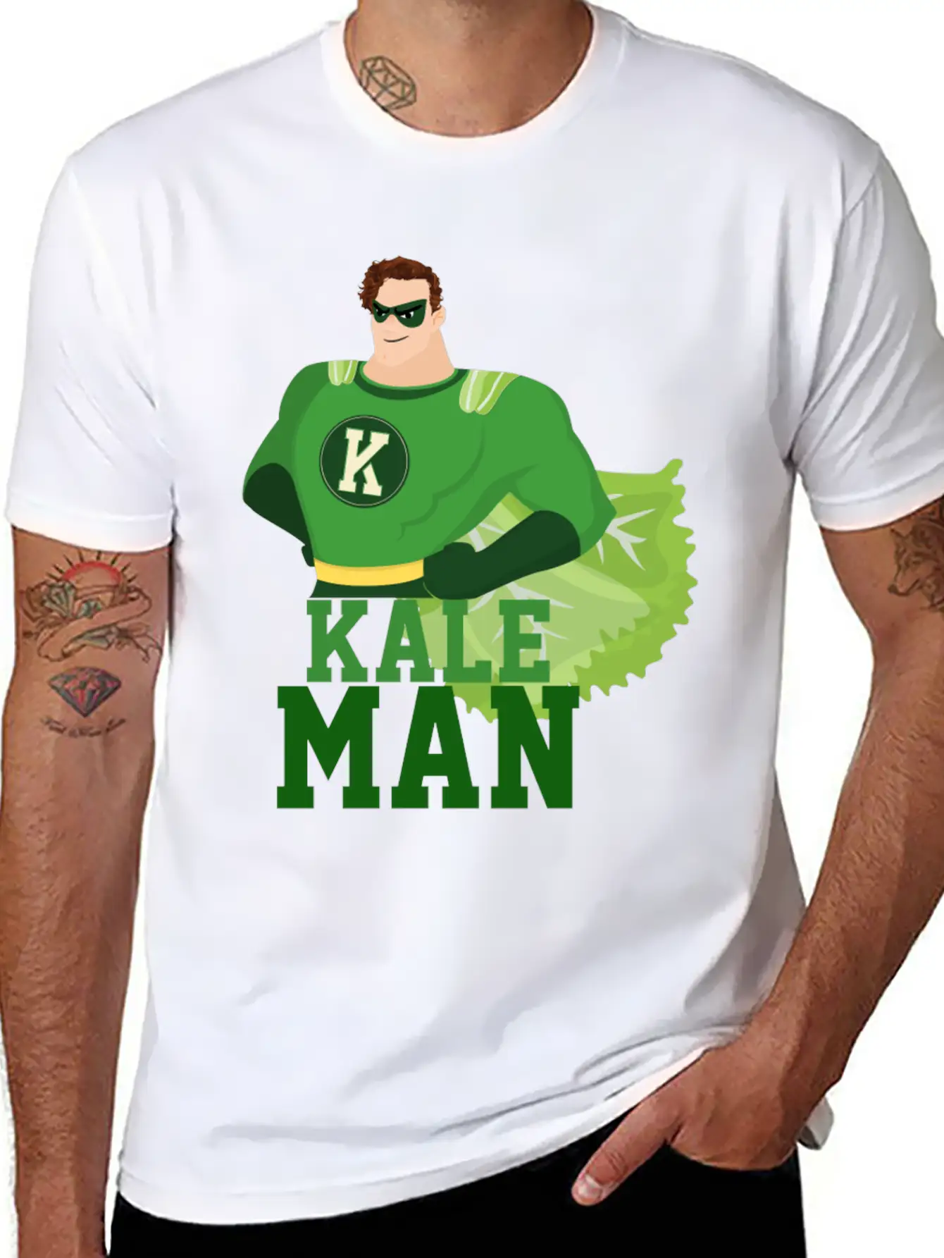 KaleMan Superhero Kale Art For Vegans On A Diet Dark Breathable Soft Cotton T-Shirt – Timeless Casual Look