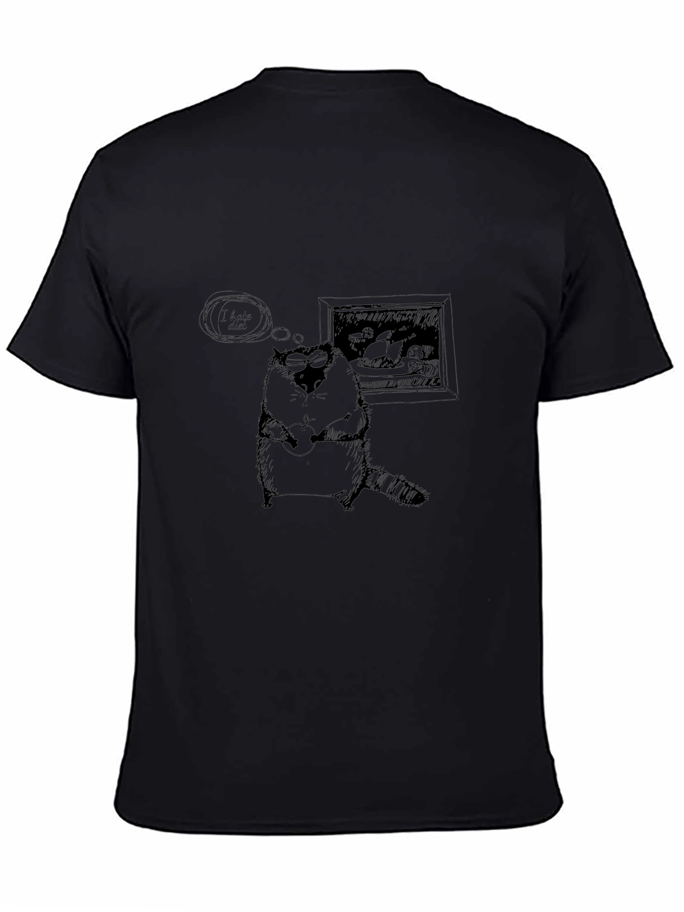 Funny I Hate Diet Raccoon T-Shirt - Black