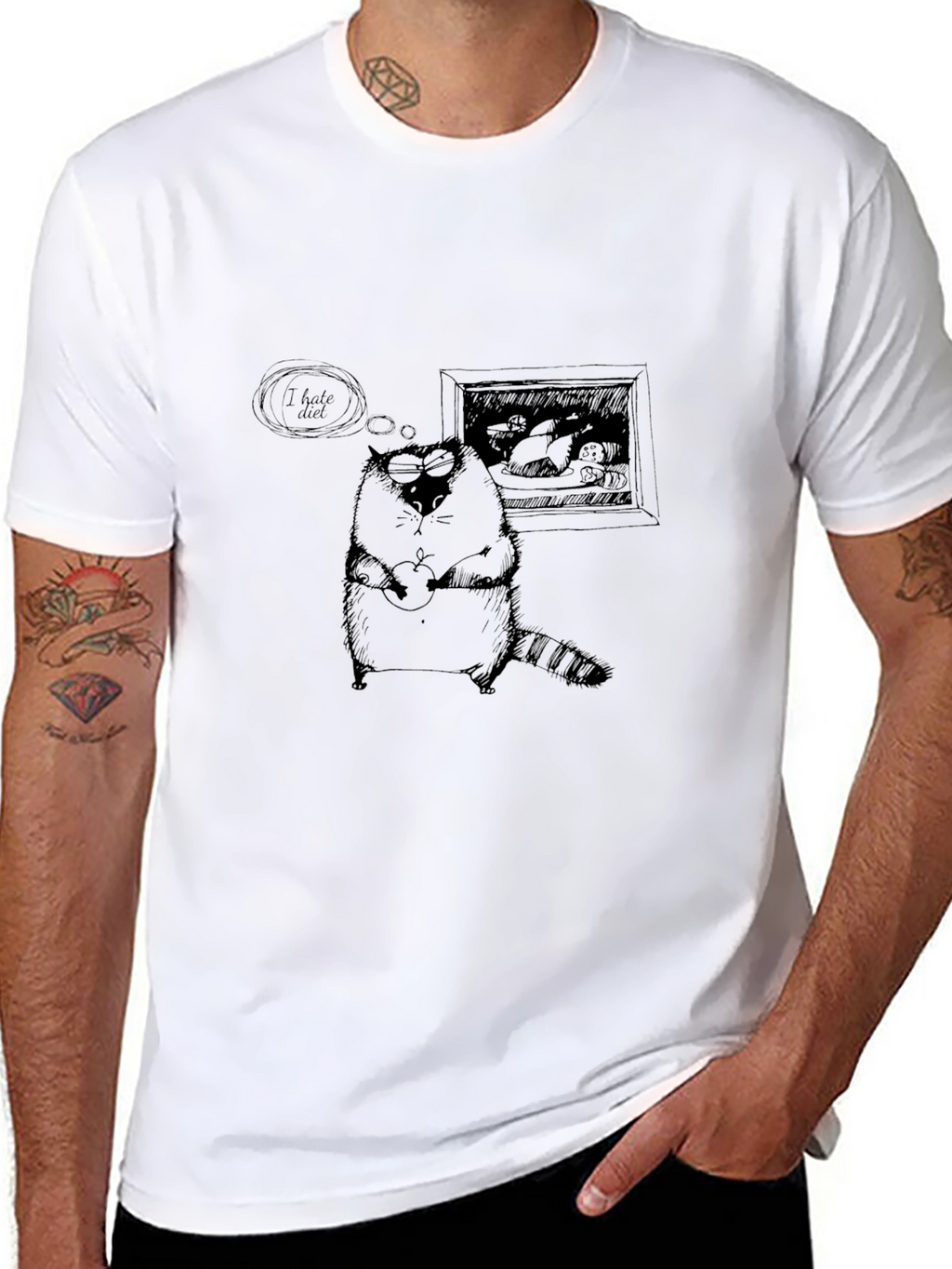 Funny I Hate Diet Raccoon T-Shirt - Black