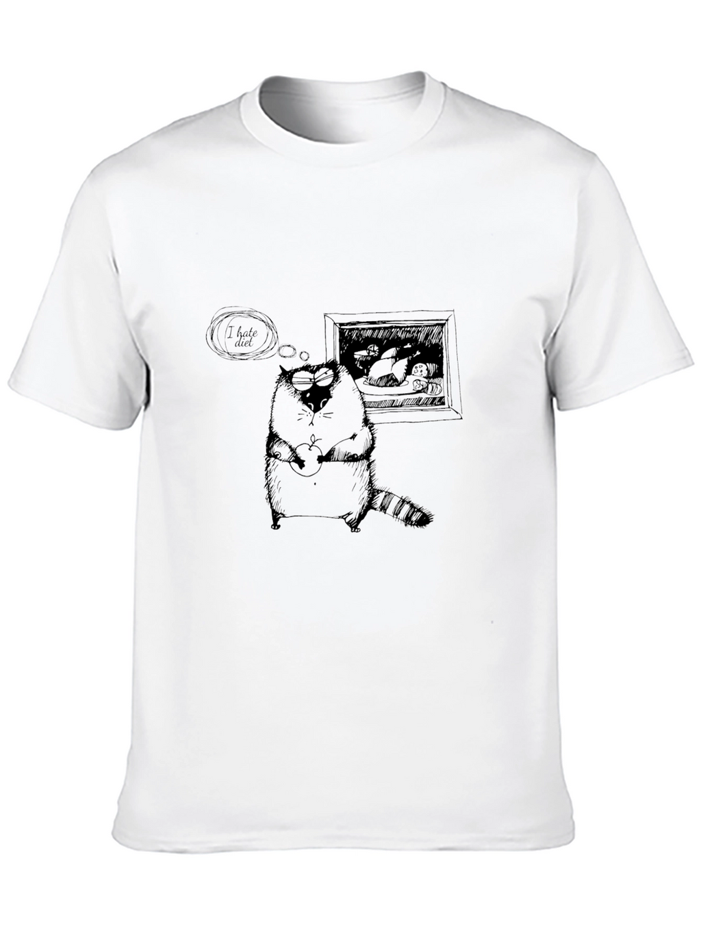 Funny I Hate Diet Raccoon T-Shirt - Black