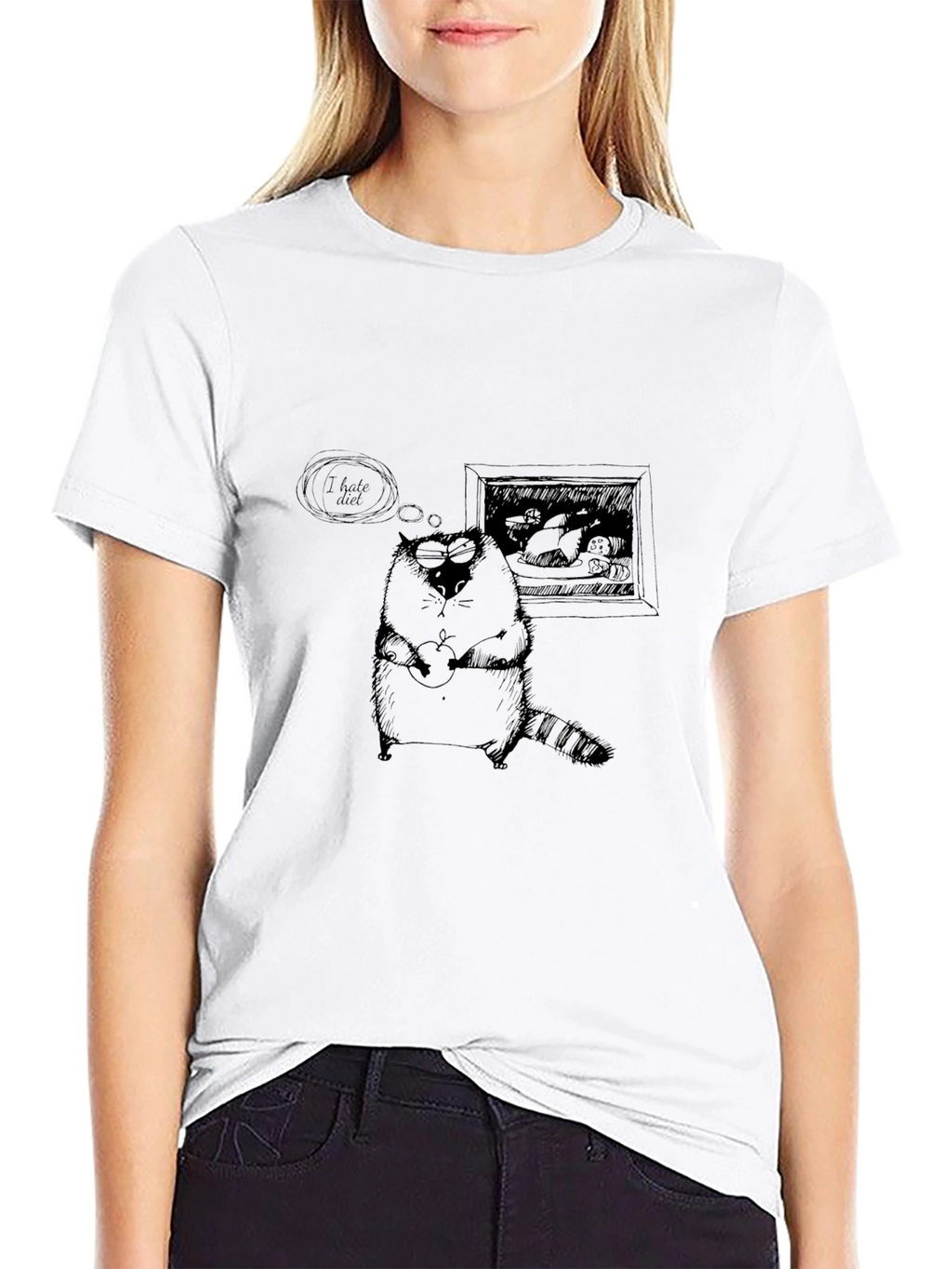 Funny I Hate Diet Raccoon T-Shirt - Black
