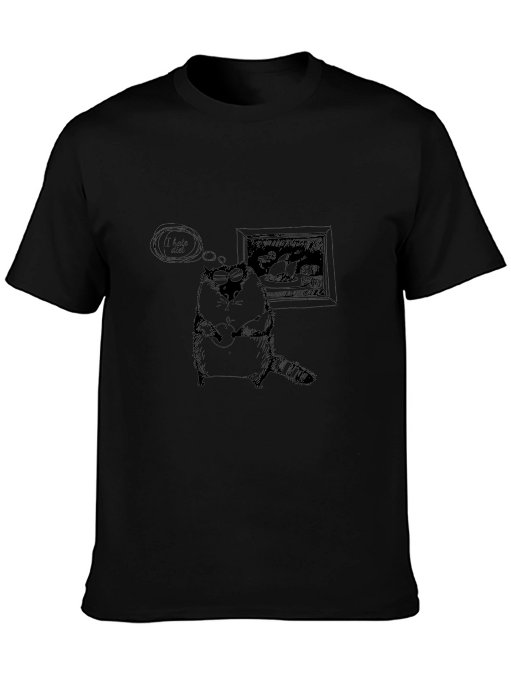 Funny I Hate Diet Raccoon T-Shirt - Black