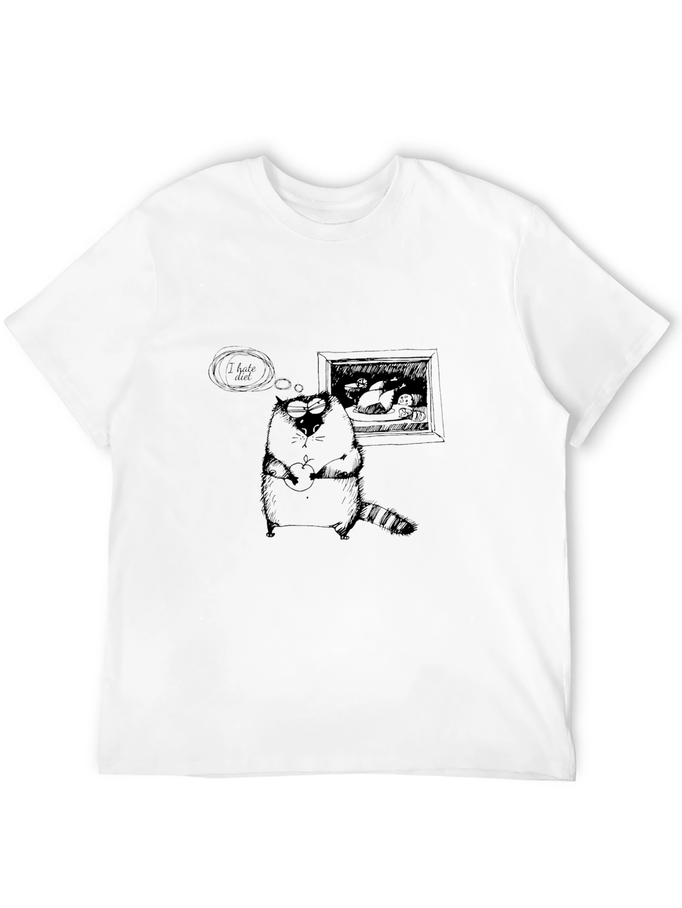 Funny I Hate Diet Raccoon T-Shirt - Black