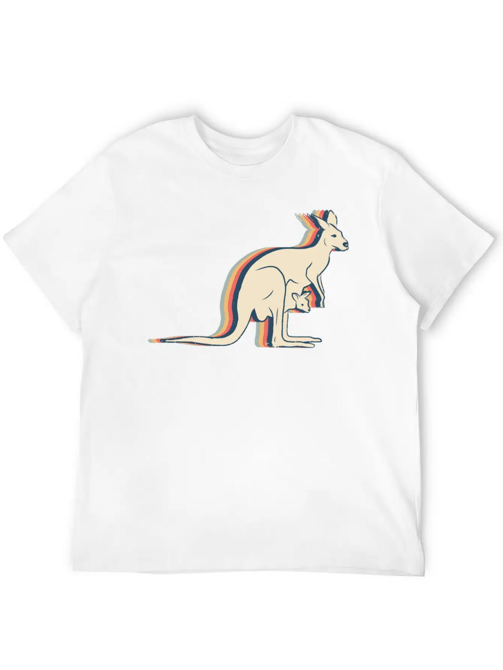Kangaroo Australia Retro Line Art Breathable Soft Cotton T-Shirt – Timeless Casual Look
