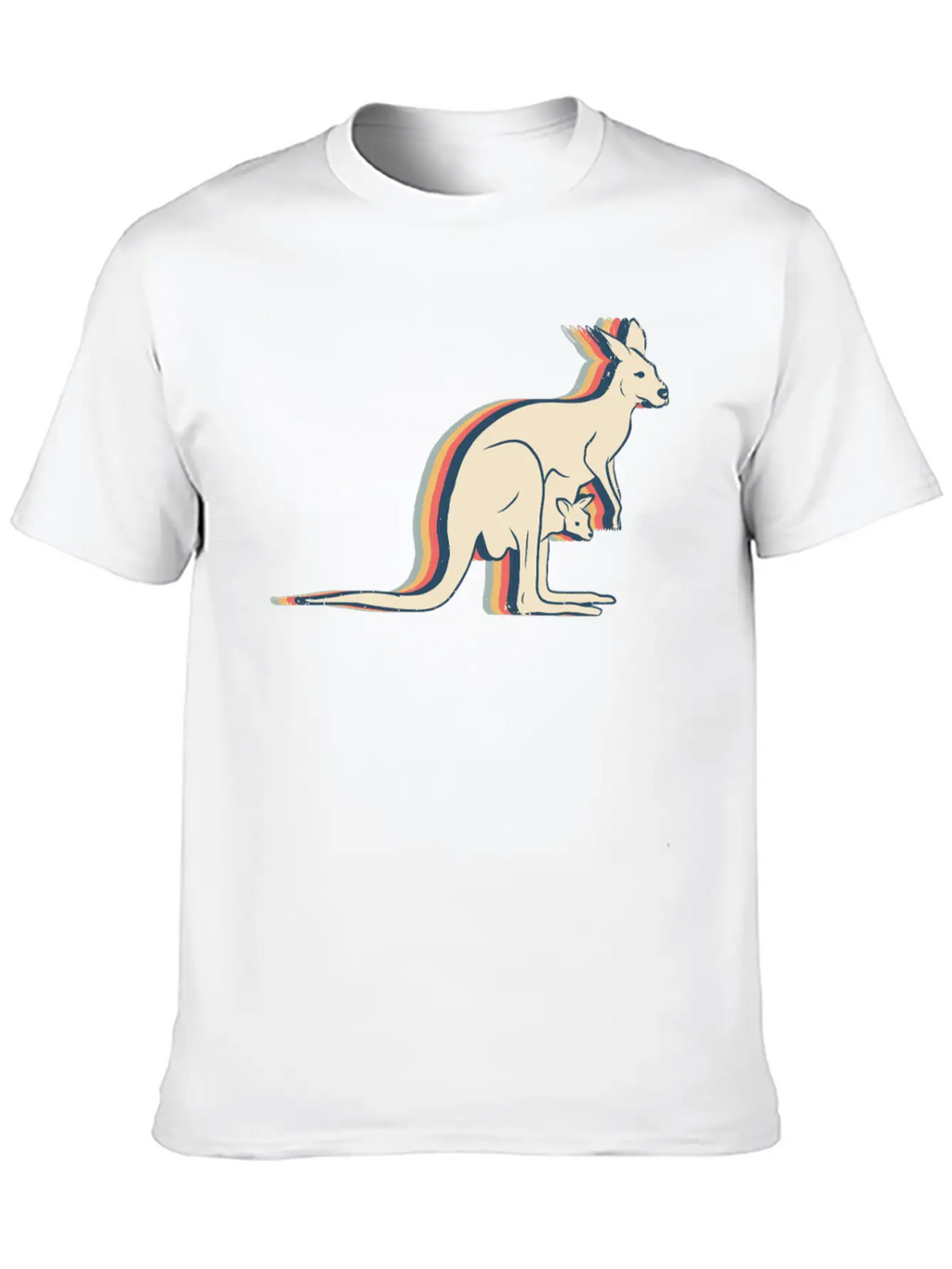 Kangaroo Australia Retro Line Art Breathable Soft Cotton T-Shirt – Timeless Casual Look