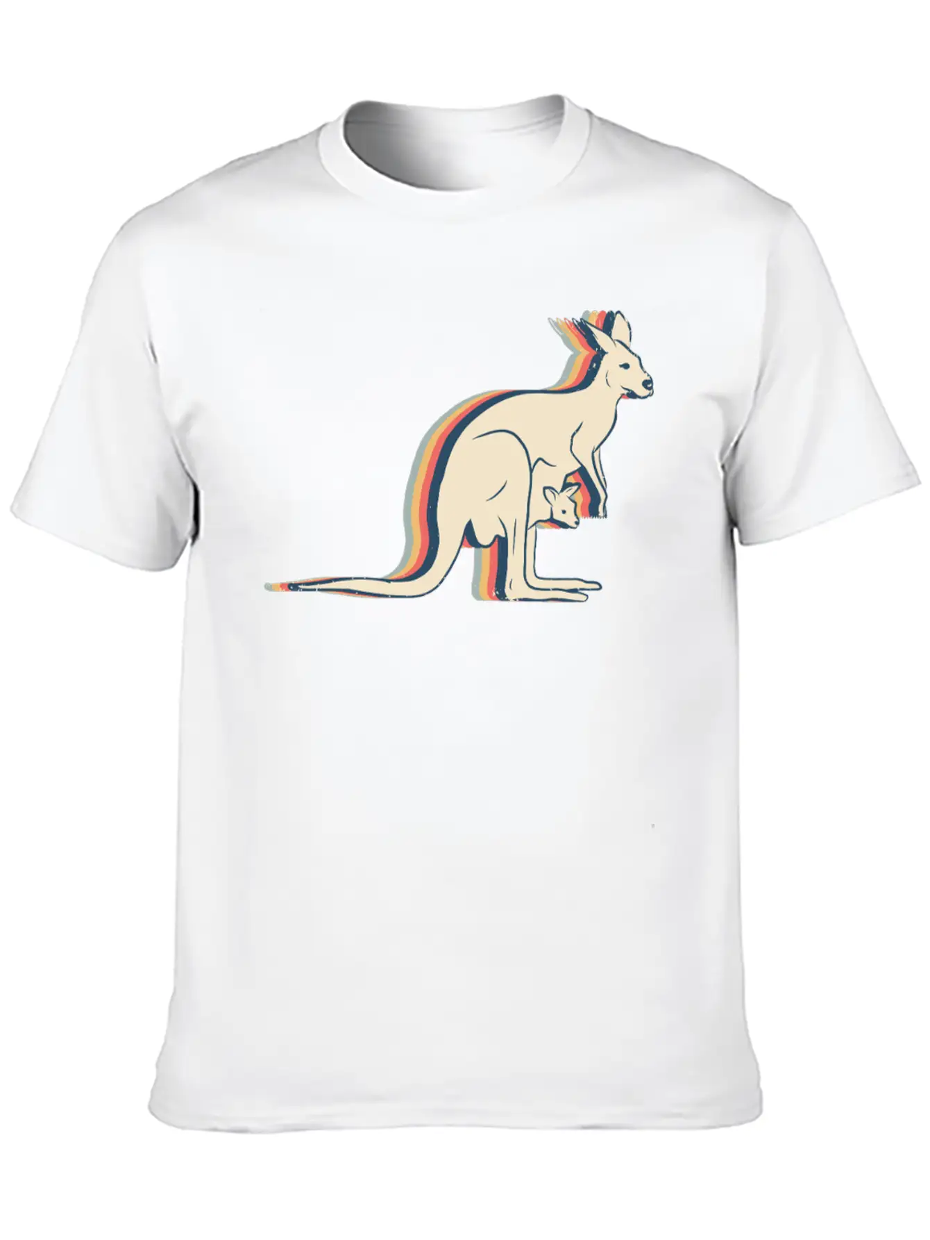 Kangaroo Australia Retro Line Art Breathable Soft Cotton T-Shirt – Timeless Casual Look
