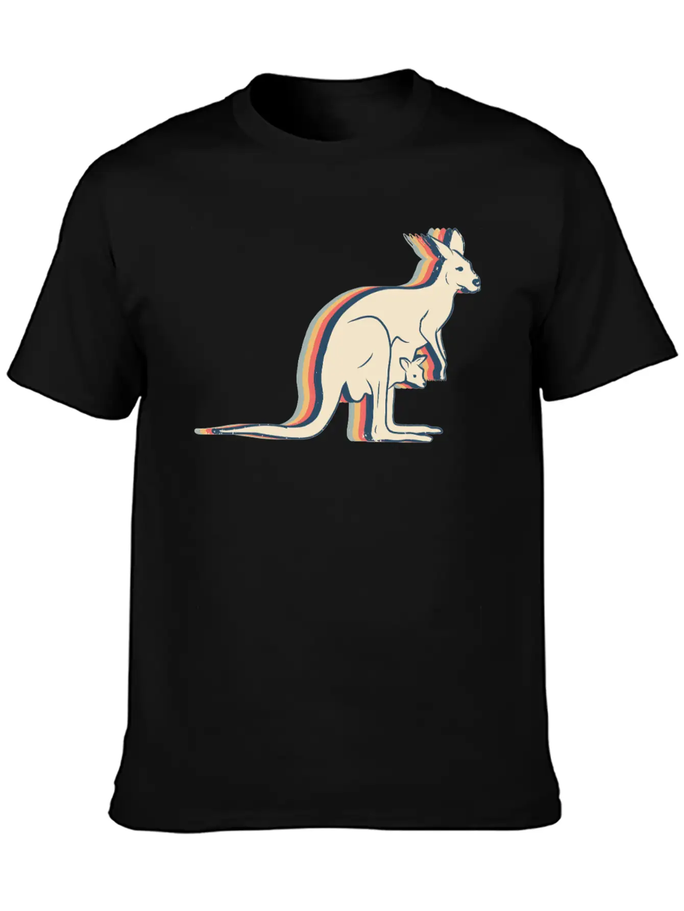 Kangaroo Australia Retro Line Art Breathable Soft Cotton T-Shirt – Timeless Casual Look