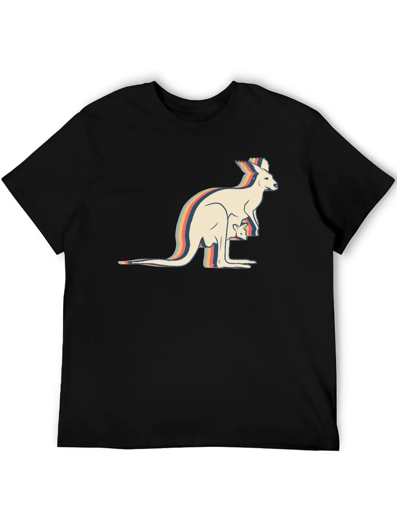 Kangaroo Australia Retro Line Art Breathable Soft Cotton T-Shirt – Timeless Casual Look