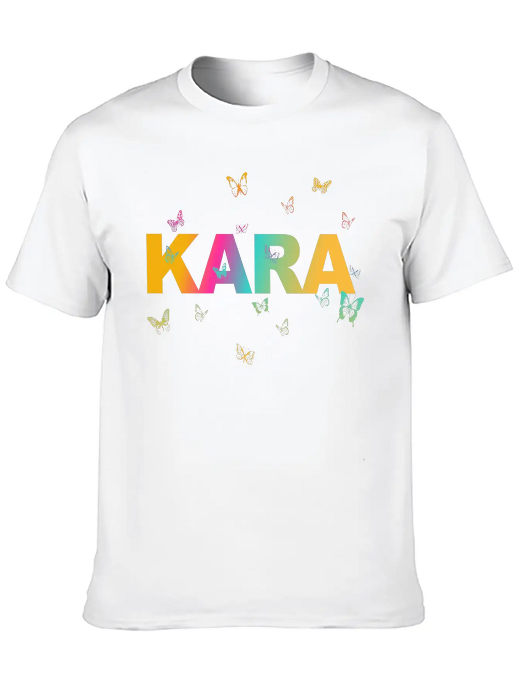 Kara - Beautiful Name With Cute Butterflies Breathable Soft Cotton T-Shirt – Timeless Casual Look