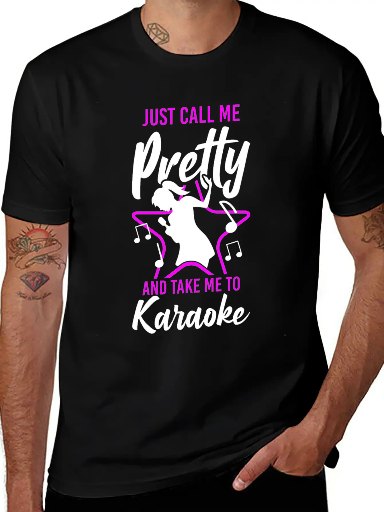 Karaoke Singer Just Call Me Pretty Unisex Short Sleeve Soft Cotton T-Shirt – Casual Everyday Wear