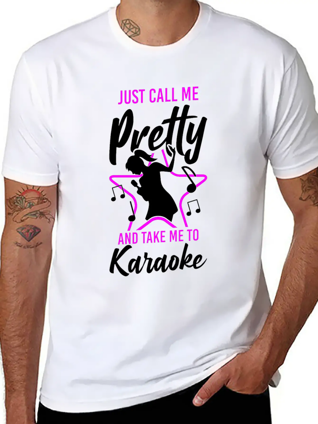 Karaoke Singer Just Call Me Pretty Unisex Short Sleeve Soft Cotton T-Shirt – Casual Everyday Wear