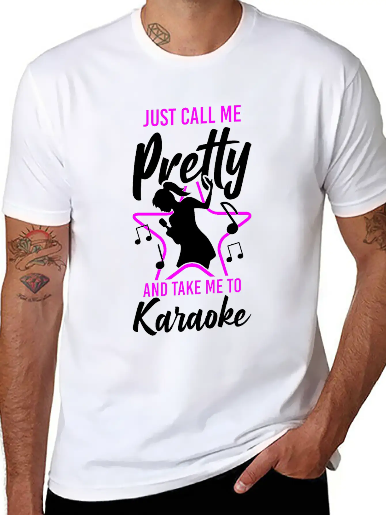 Karaoke Singer Just Call Me Pretty Unisex Short Sleeve Soft Cotton T-Shirt – Casual Everyday Wear