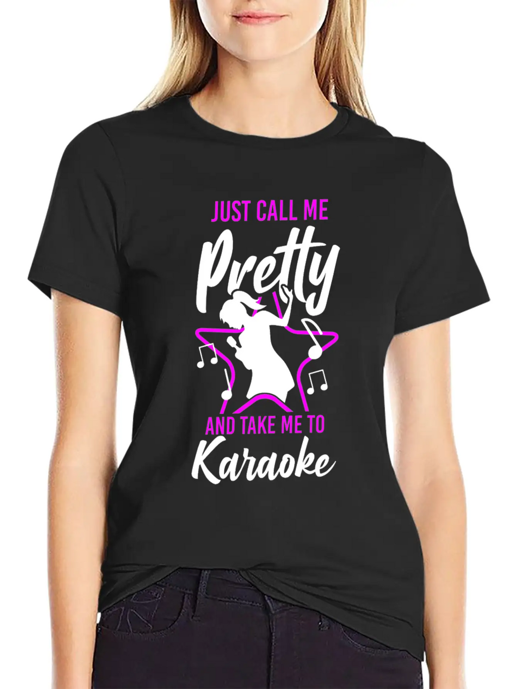 Karaoke Singer Just Call Me Pretty Unisex Short Sleeve Soft Cotton T-Shirt – Casual Everyday Wear