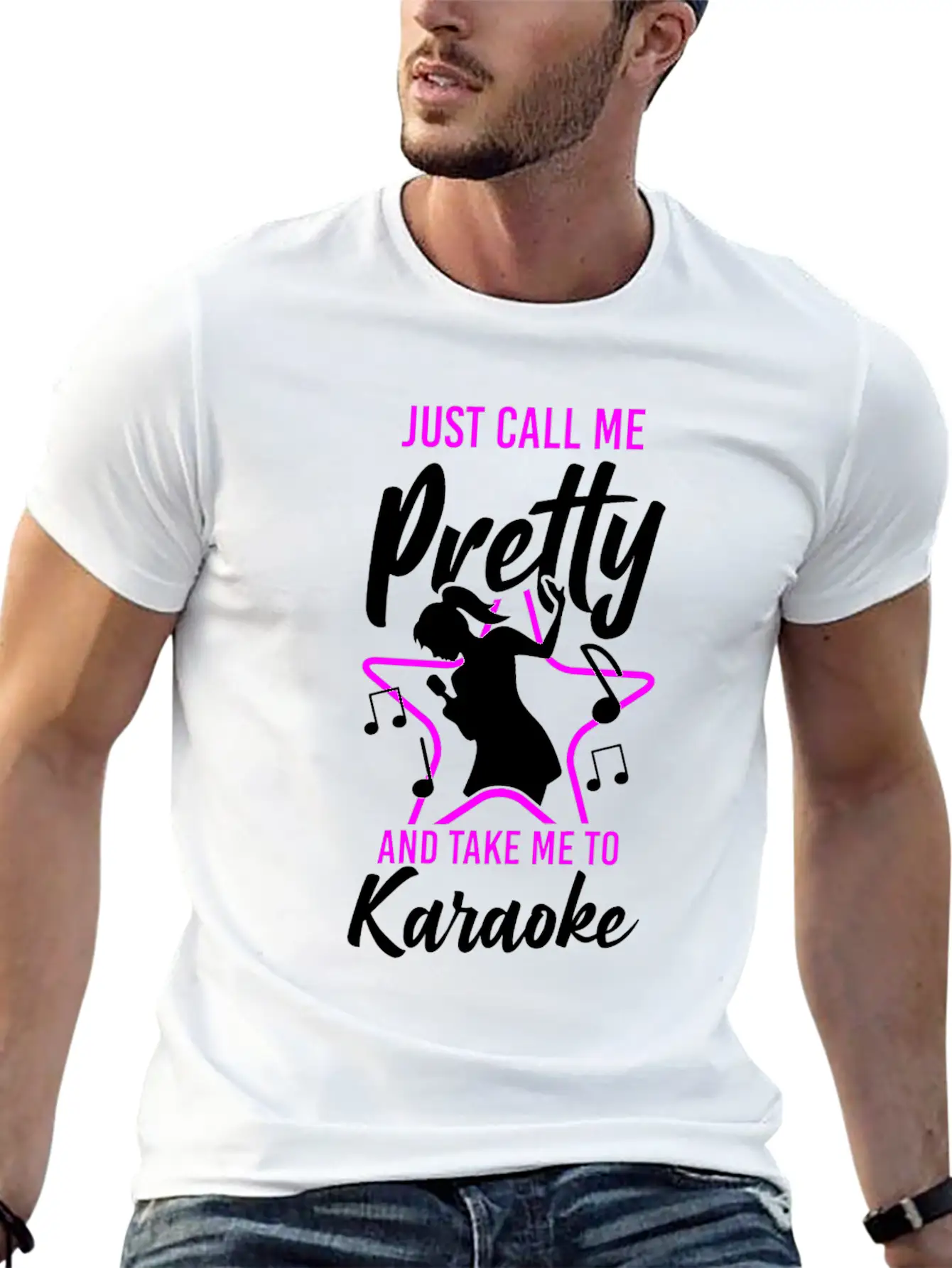 Karaoke Singer Just Call Me Pretty Unisex Short Sleeve Soft Cotton T-Shirt – Casual Everyday Wear