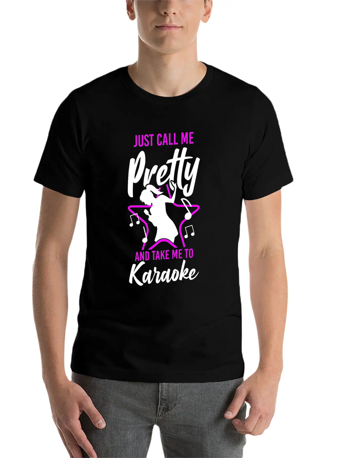Karaoke Singer Just Call Me Pretty Unisex Short Sleeve Soft Cotton T-Shirt – Casual Everyday Wear