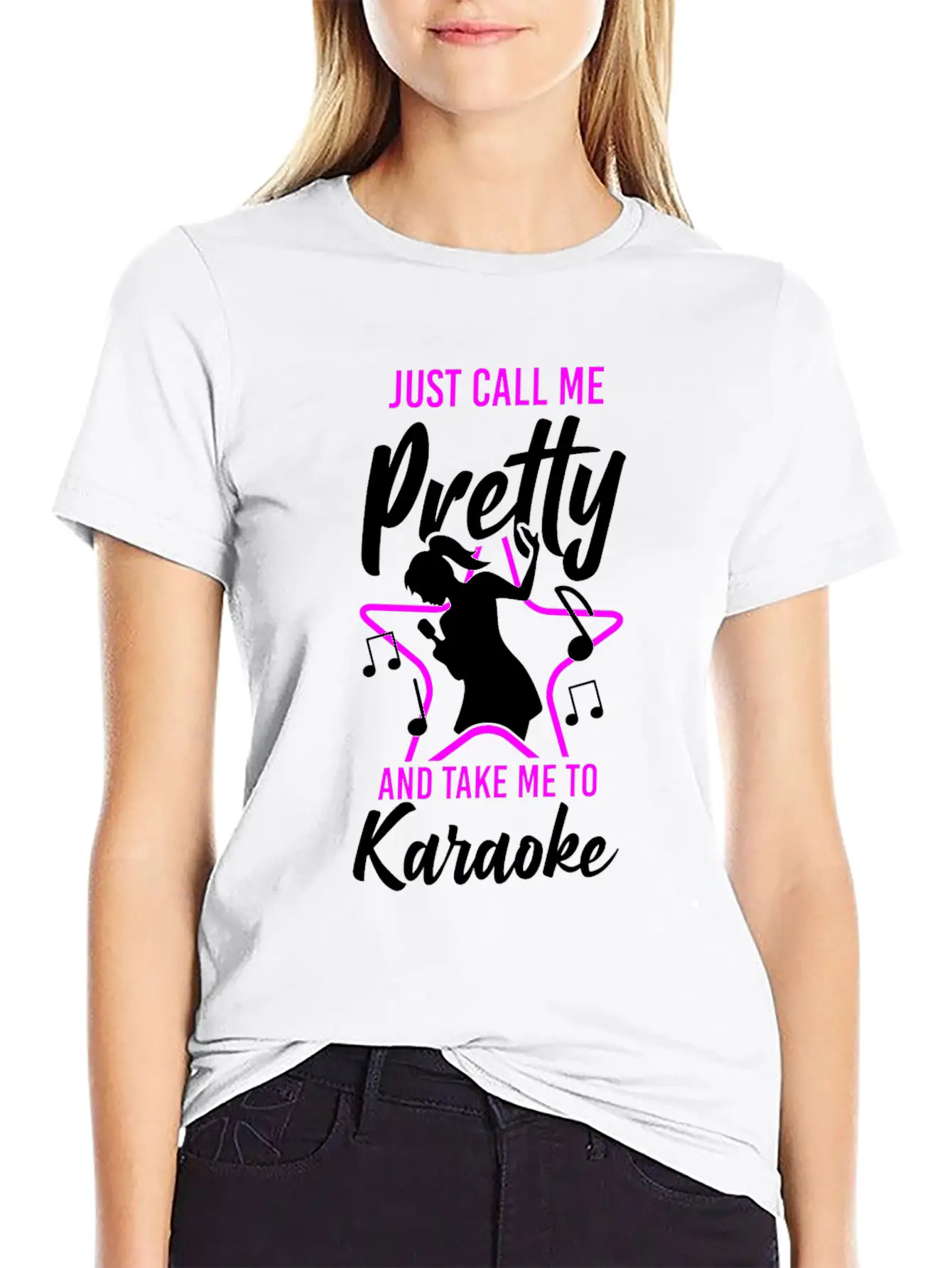 Karaoke Singer Just Call Me Pretty Unisex Short Sleeve Soft Cotton T-Shirt – Casual Everyday Wear