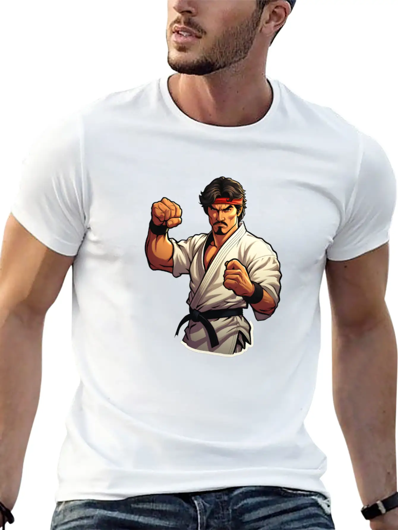 Karate Fighter Classic Fit Graphic Tee For Daily Comfort – Unisex Cotton Shirt