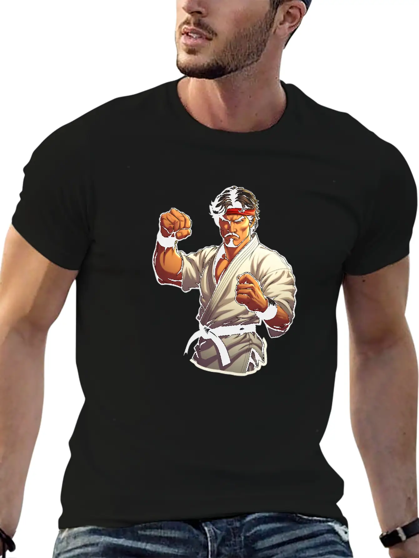 Karate Fighter Classic Fit Graphic Tee For Daily Comfort – Unisex Cotton Shirt