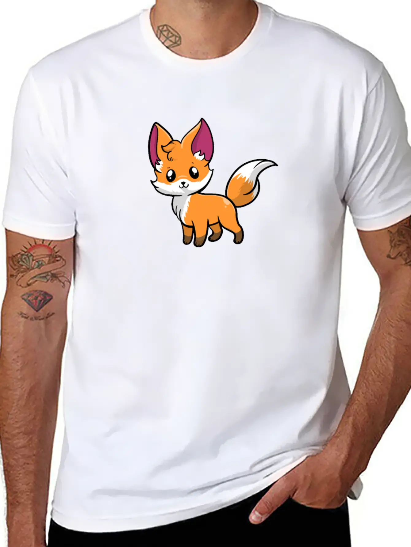 Kawaii Anime Red Fox Foxes Essential Cotton Tee For Daily Outfits – Unisex Style