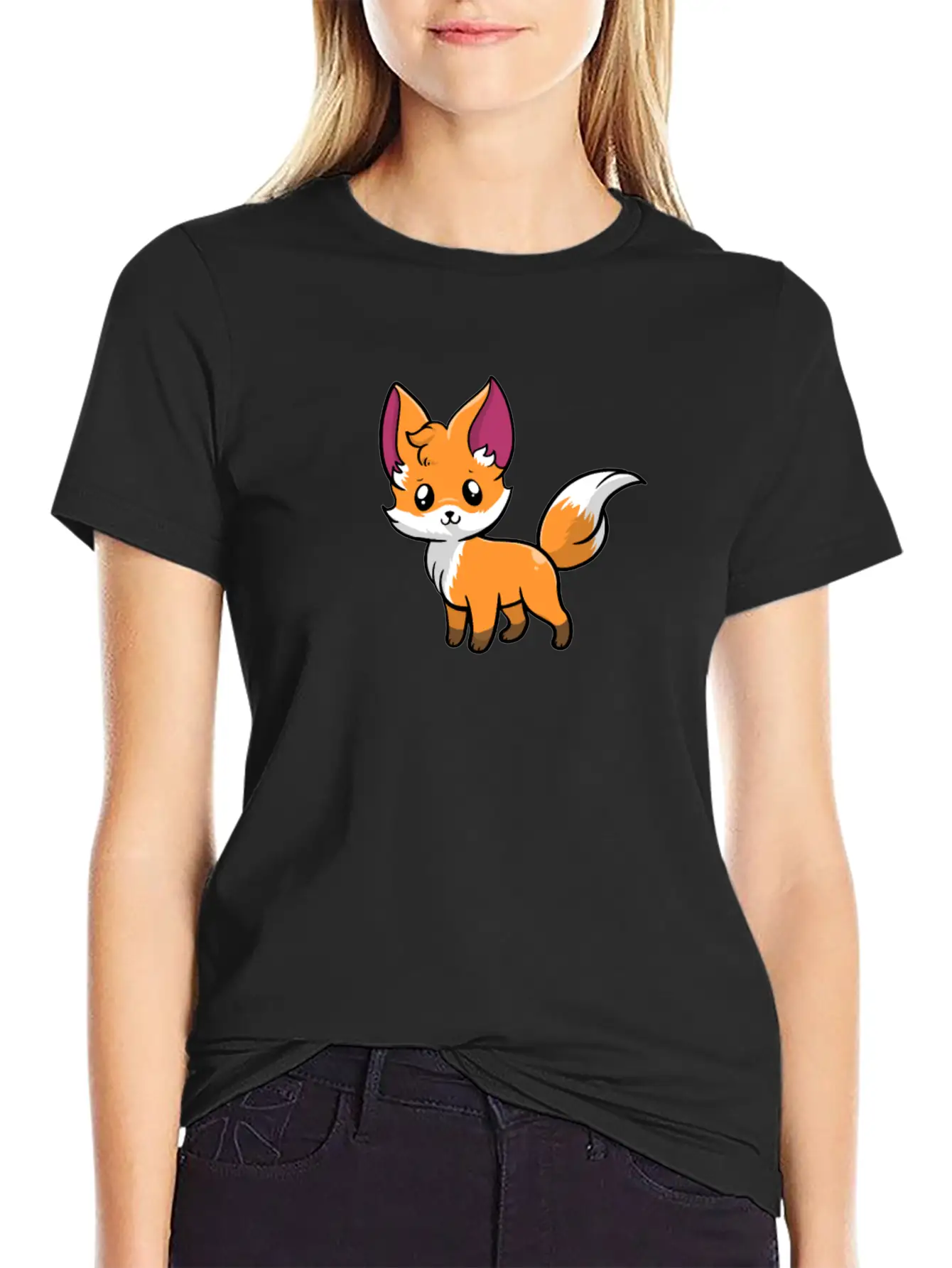 Kawaii Anime Red Fox Foxes Essential Cotton Tee For Daily Outfits – Unisex Style