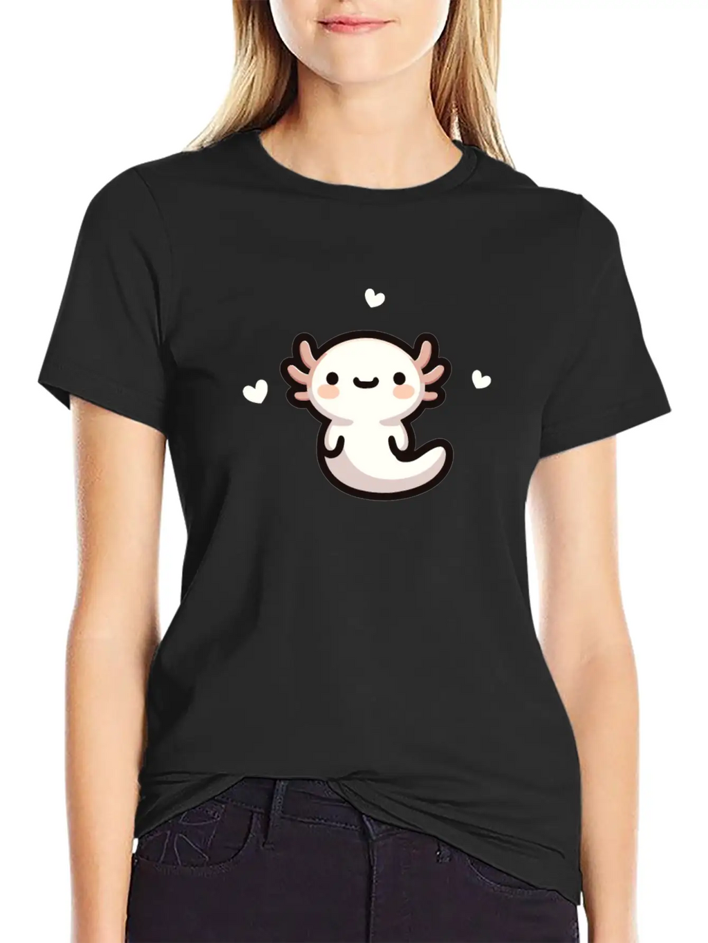 Kawaii Axolotl Cute Pattern Casual Graphic T-Shirt – Simple And Comfortable Daily Wear