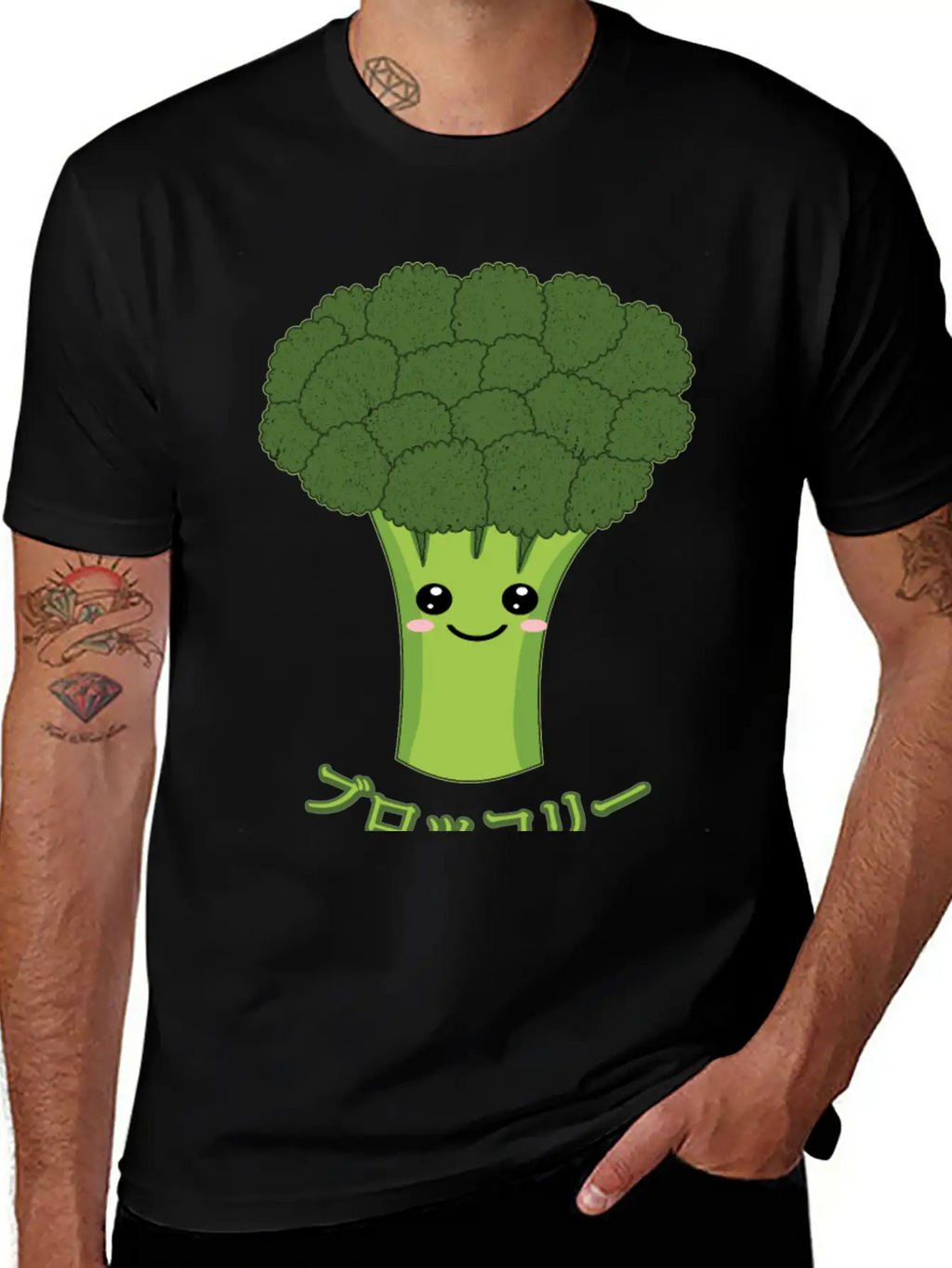 Kawaii Broccoli Japanese Text Gift For Vegetarian Unisex Casual T-Shirt – Clean Design For Daily Comfort