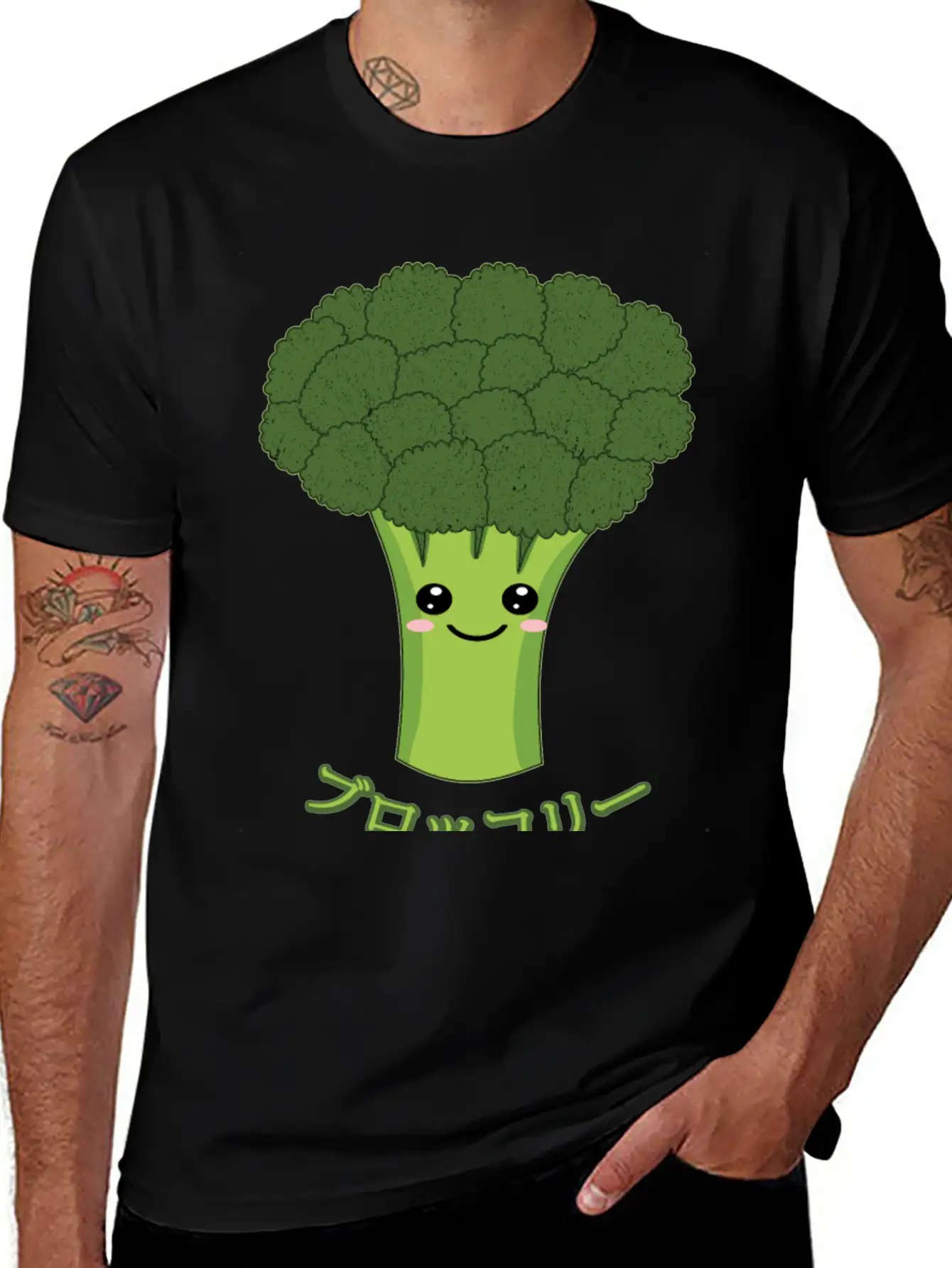 Kawaii Broccoli Japanese Text Gift For Vegetarian Unisex Casual T-Shirt – Clean Design For Daily Comfort