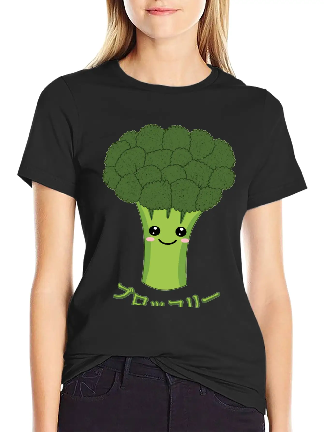 Kawaii Broccoli Japanese Text Gift For Vegetarian Unisex Casual T-Shirt – Clean Design For Daily Comfort