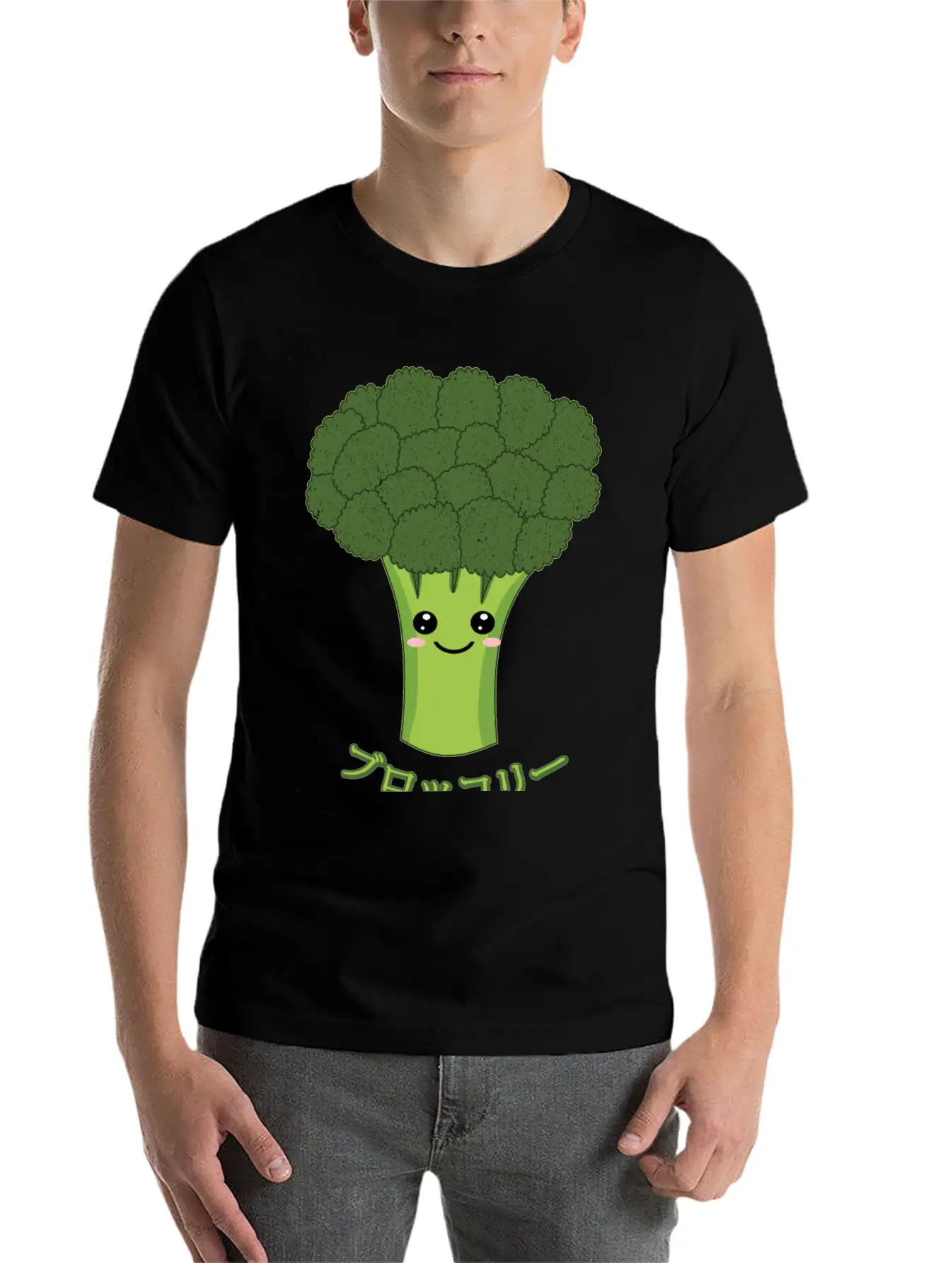 Kawaii Broccoli Japanese Text Gift For Vegetarian Unisex Casual T-Shirt – Clean Design For Daily Comfort