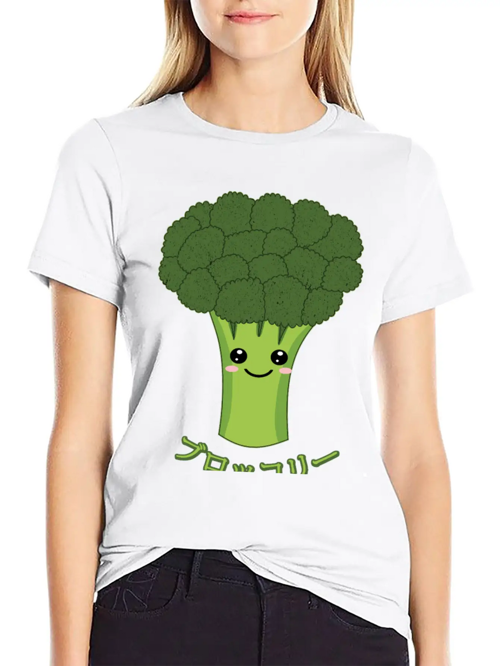 Kawaii Broccoli Japanese Text Gift For Vegetarian Unisex Casual T-Shirt – Clean Design For Daily Comfort