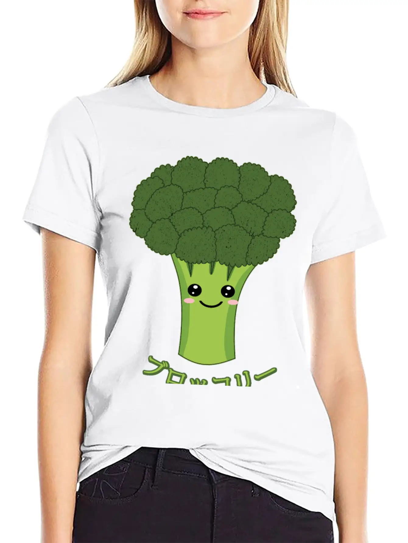 Kawaii Broccoli Japanese Text Gift For Vegetarian Unisex Casual T-Shirt – Clean Design For Daily Comfort
