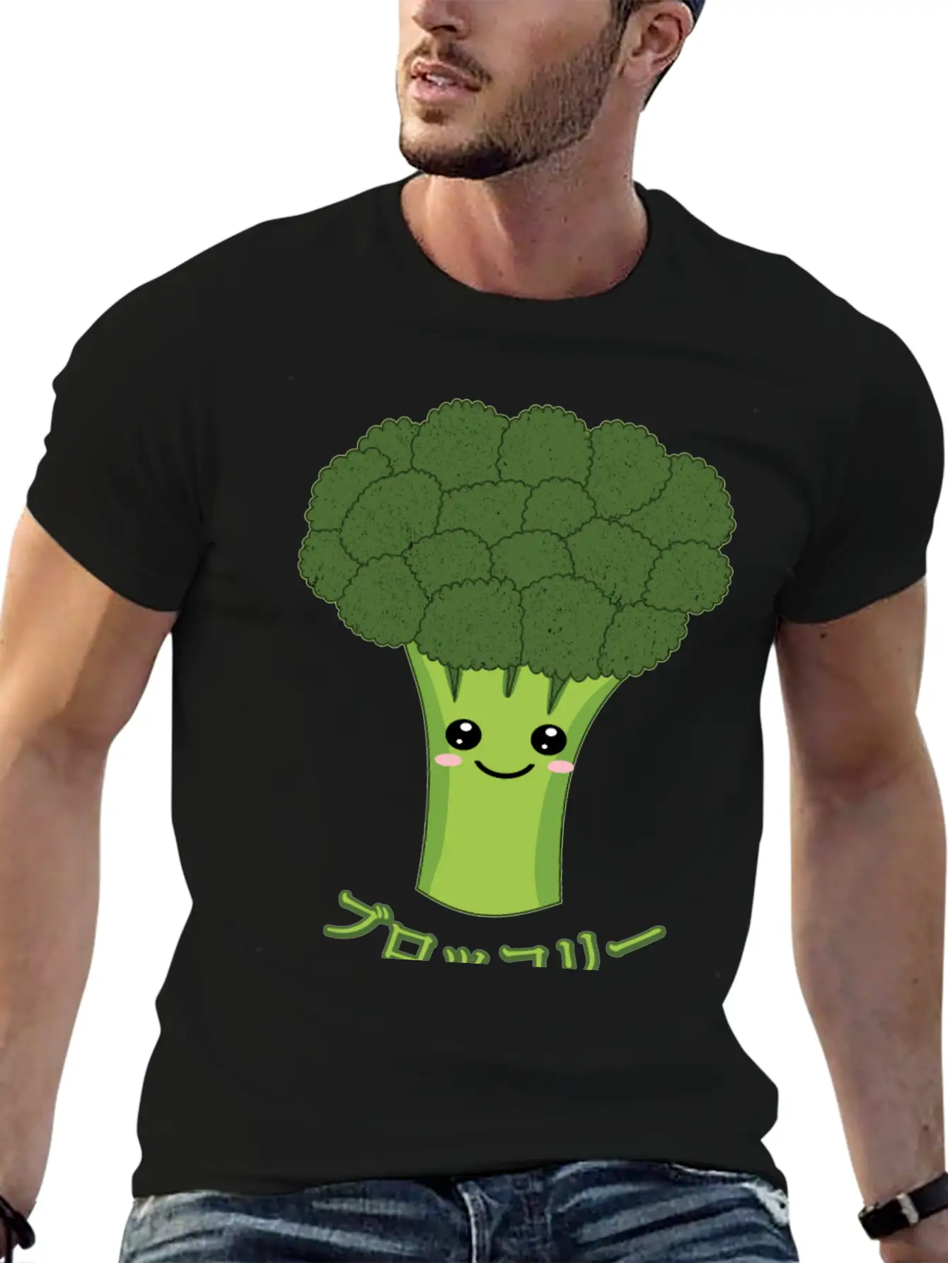 Kawaii Broccoli Japanese Text Gift For Vegetarian Unisex Casual T-Shirt – Clean Design For Daily Comfort