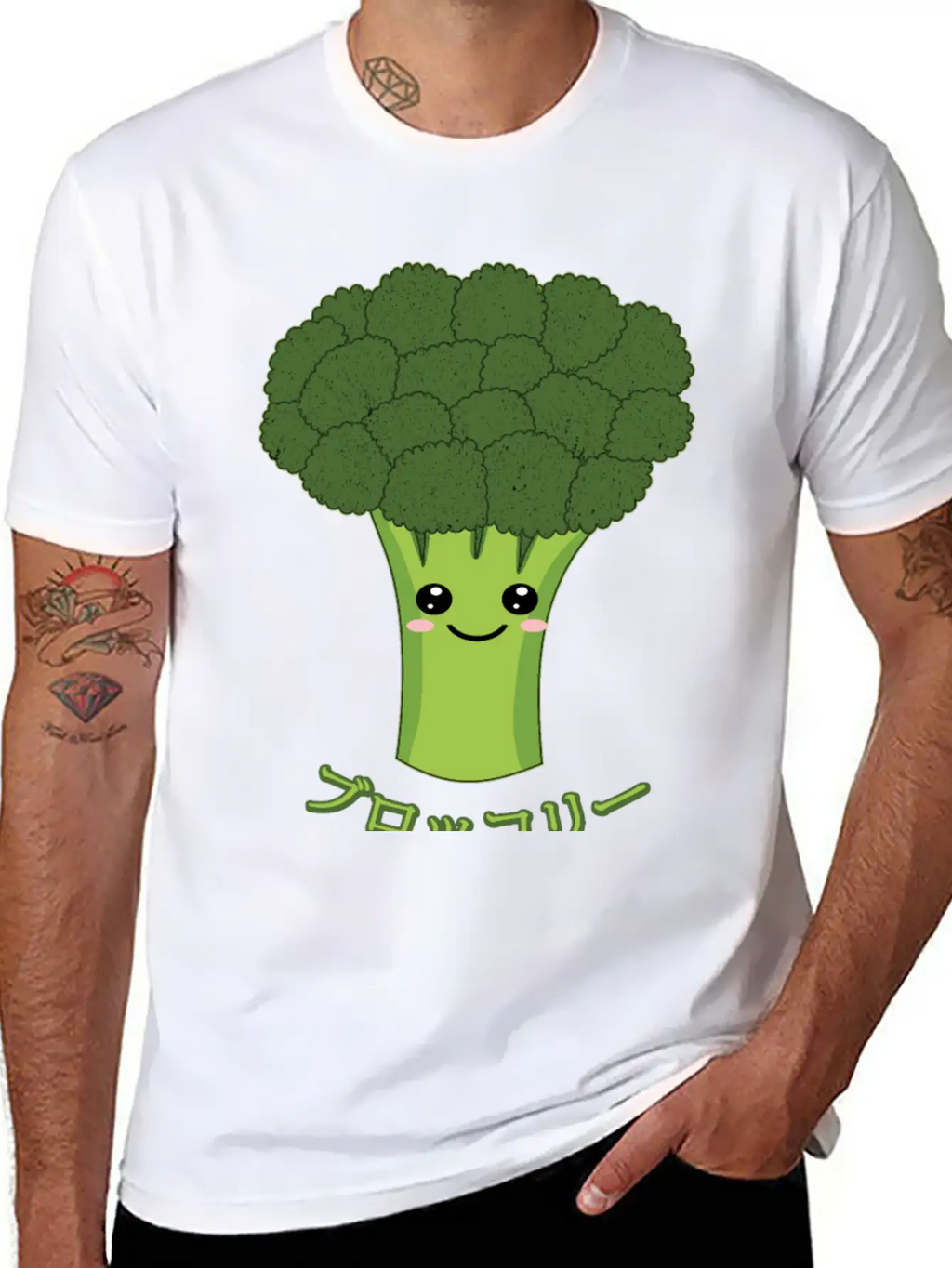 Kawaii Broccoli Japanese Text Gift For Vegetarian Unisex Casual T-Shirt – Clean Design For Daily Comfort