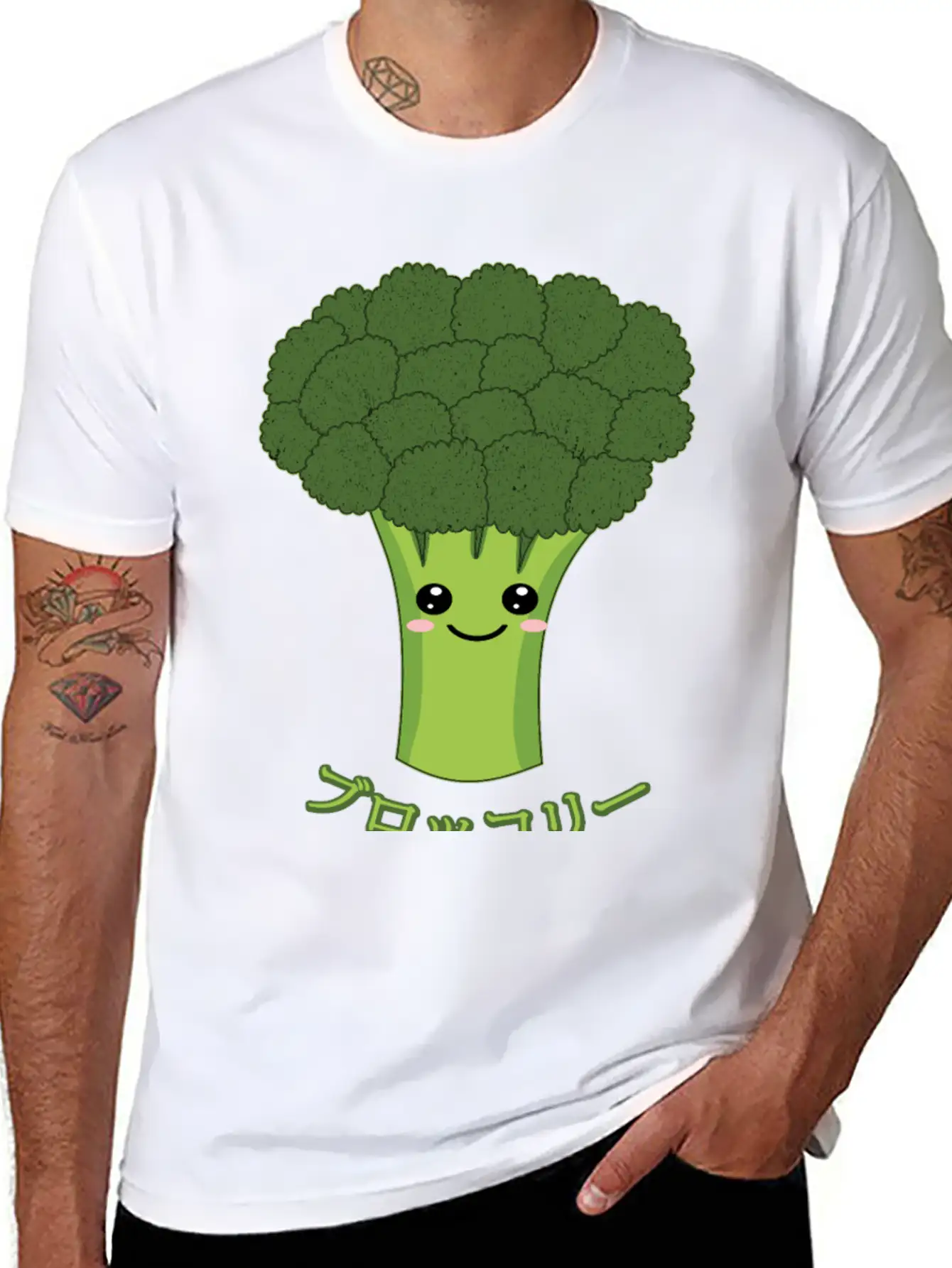 Kawaii Broccoli Japanese Text Gift For Vegetarian Unisex Casual T-Shirt – Clean Design For Daily Comfort