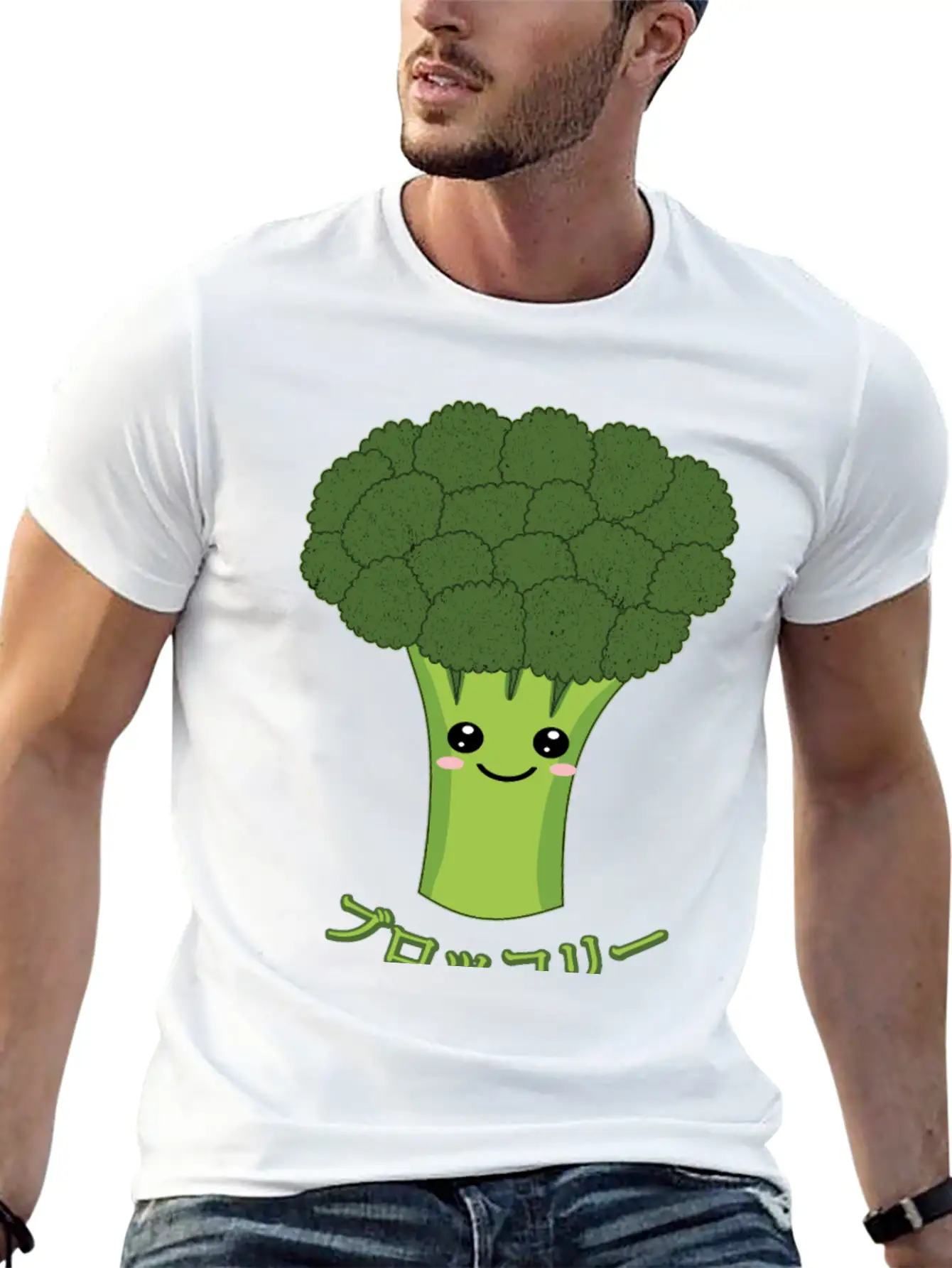 Kawaii Broccoli Japanese Text Gift For Vegetarian Unisex Casual T-Shirt – Clean Design For Daily Comfort