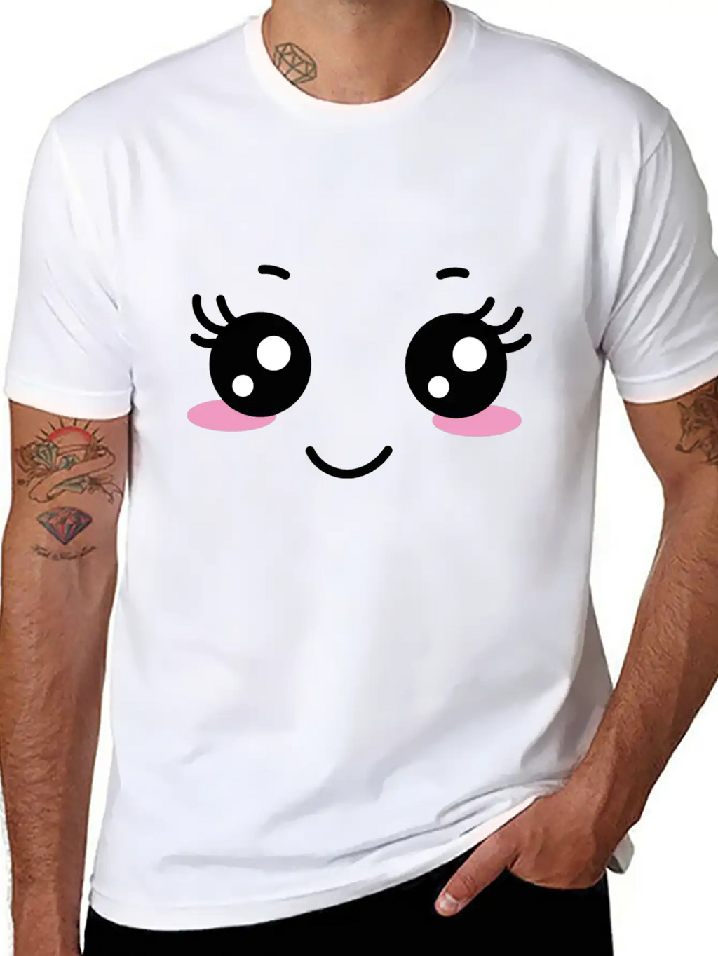 Kawaii Face Unisex Casual T-Shirt – Clean Design For Daily Comfort
