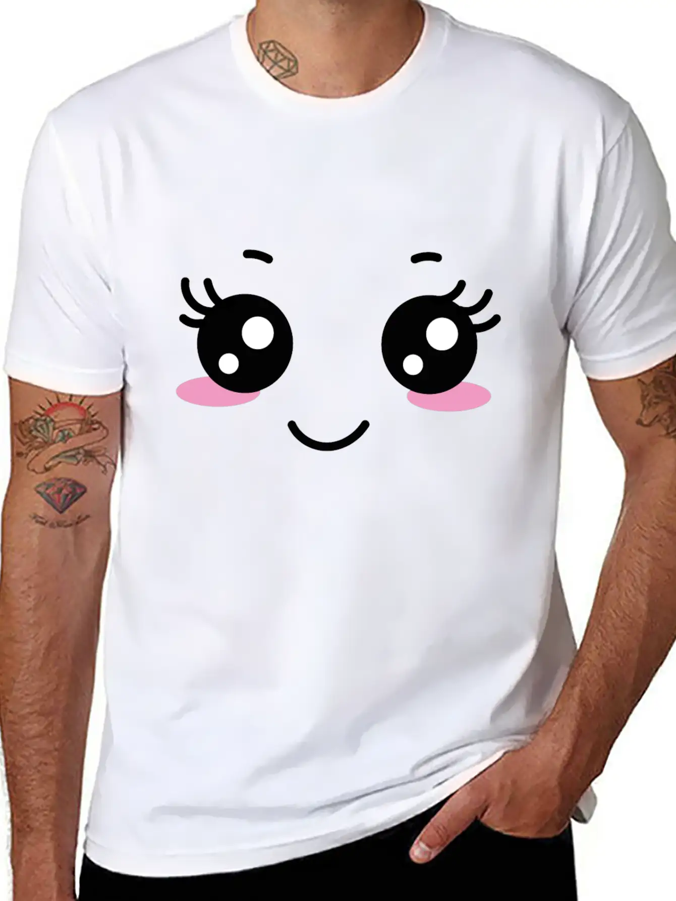 Kawaii Face Unisex Casual T-Shirt – Clean Design For Daily Comfort