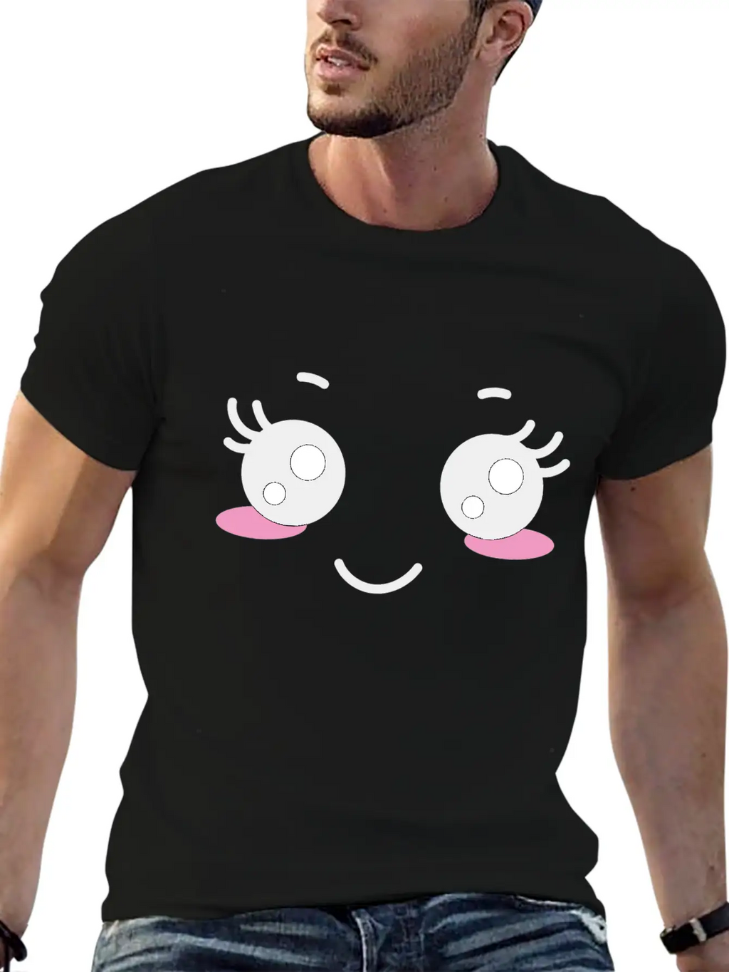 Kawaii Face Unisex Casual T-Shirt – Clean Design For Daily Comfort