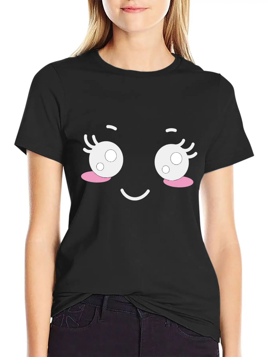 Kawaii Face Unisex Casual T-Shirt – Clean Design For Daily Comfort